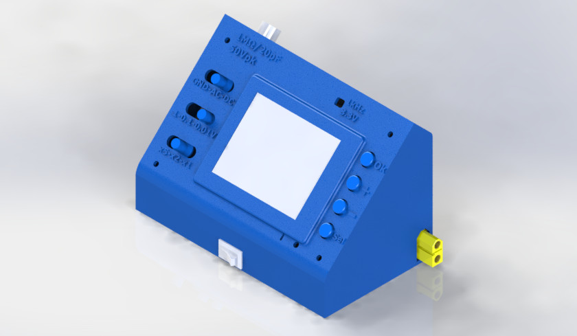 3D render of the oscilloscope module in SOLIDWORKS