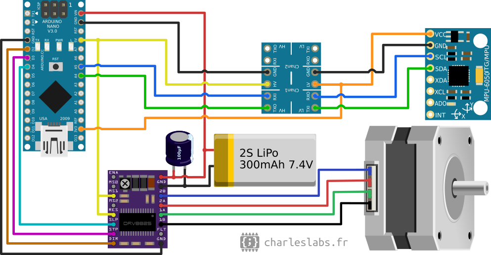 The electronics circuit diagram of the v2