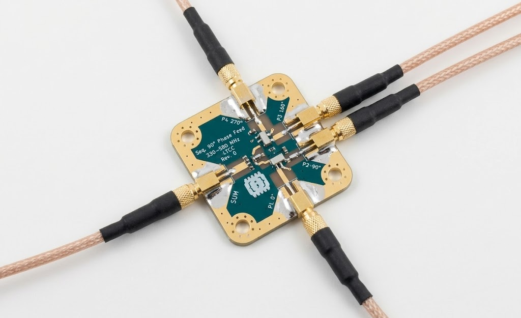 Realized PCB rev. 0 of the quadrature feed network